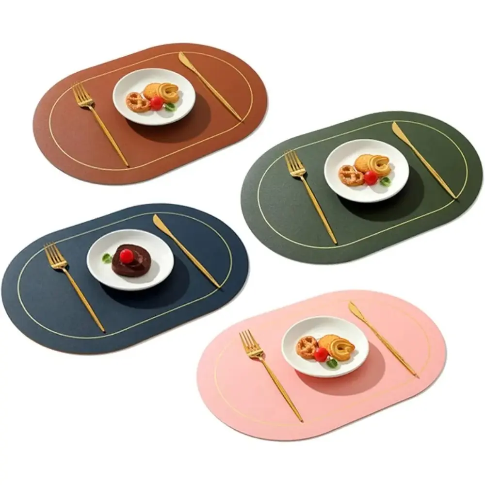 Table Leather Placemats Set of 4/6pcs,Washable for Dining,Kitchen Decorative Household Placemat,Heat-Resistant Non-Slip Insulation Waterproof Place Mats