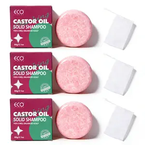 [60g x 3 boxes] Plant Extract Castor Seed Shampoo Bar - Repairs damaged hair, removes dandruff, soothes and nourishes the scalp. Portable household shampoo bar.