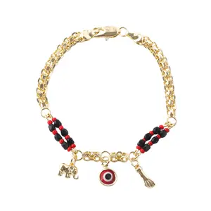 14K Real Gold Plated Evil Eye Elephant Bracelet Waterproof Hypoallergenic Fashionable Lucky Charm Bracelet for Women