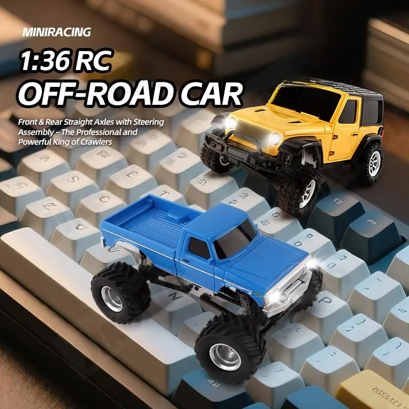 1/36 Scale 4WD Remote Control Truck, 2.4G Electric Off-Road Climbing Crawler, RTR Model with LED Lights, Kids' Toy Car