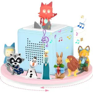 360° Round Turntable for Tonies Box Organizer Tonie Storage Shelf, Magnetic Floating Shelves for Toniebox, Tonies Characters, Display Collection 10~20 Characters (Pink) Racks Wooden Figures Gift Room Grey