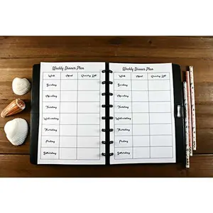 Weekly Dinner Inserts for Half Letter Size Discbound Planners, Fits with Circa Junior, Arc by Staples, TUL Junior, HALF Letter Size (5.5'' x 8.5’'), (Planner sold separately)