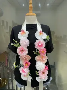 Graduation Flower Lei Handmade – Custom Ribbon Stole, Senior Photo Accessory