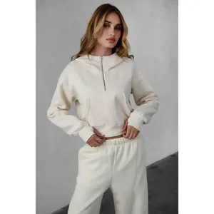 Ivory Scuba Half Zip Hoodie