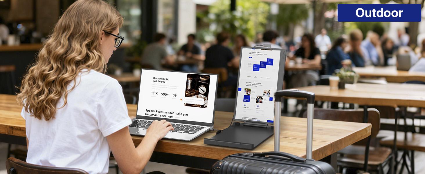 Siaviala Laptop Screen Extender, 14” FHD 1080P IPS Dual Laptop Monitor Extender, Portable Monitor for 13-17.3” Laptops, Plug & Play Dual Screens for Windows/Mac with USB C/HDMI Port computer accessory