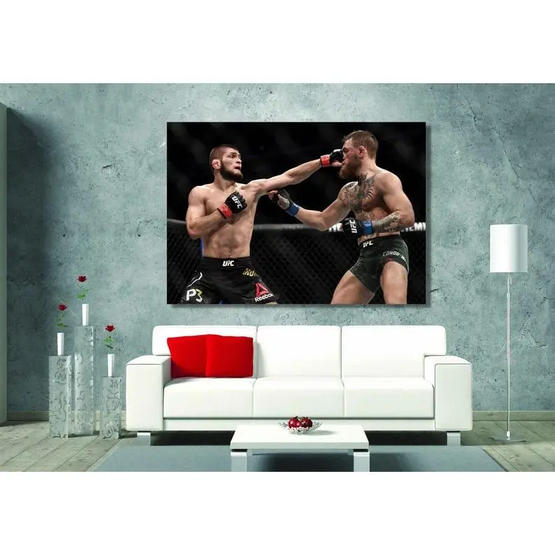 Khabib Nurmagomedov Vs Conor McGregor Poster, UFC Hand Made Poster Print, Wall Art Man Cave Gift Home Decor