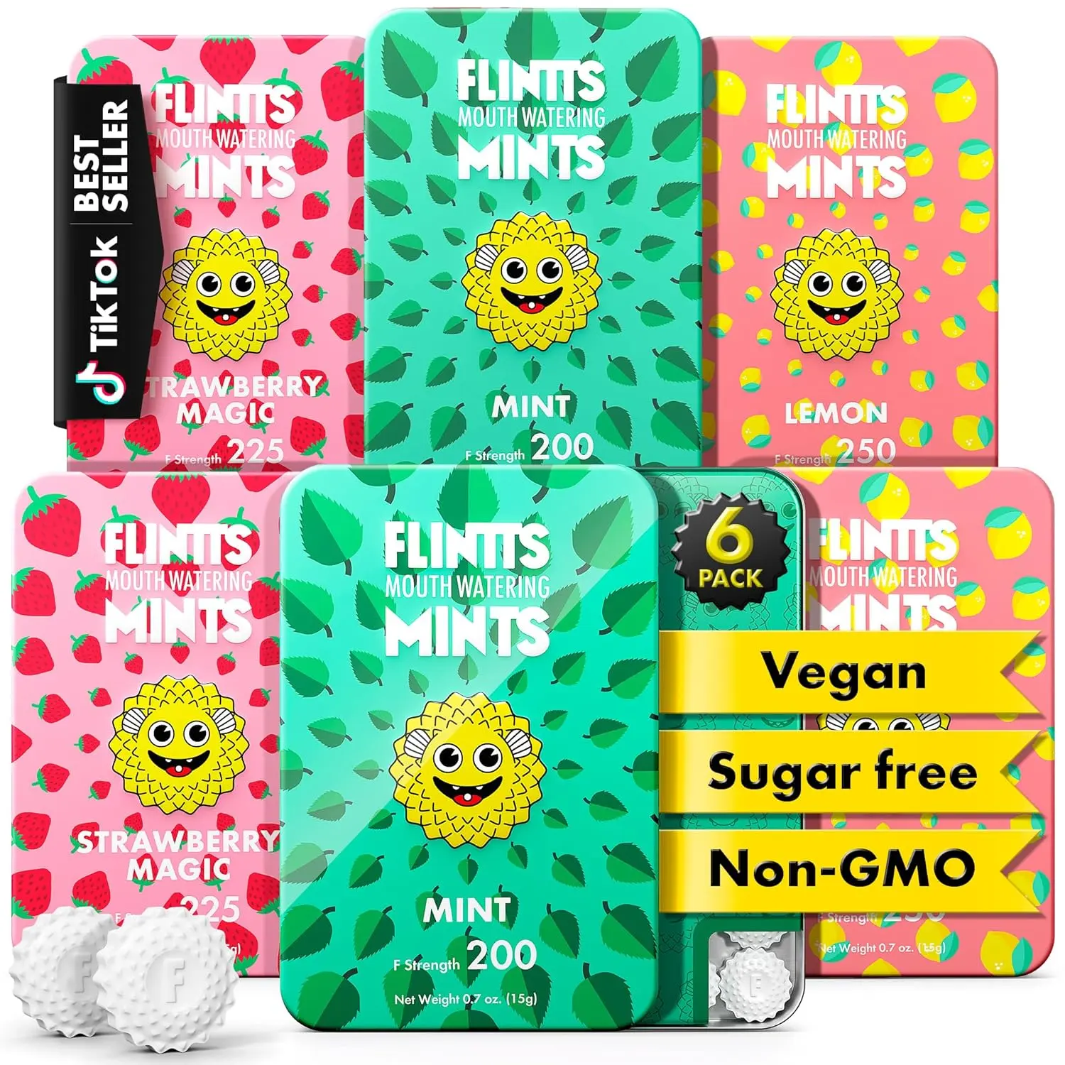 Flintts Mints After Party Pack Mouthwatering Mints for Dry Mouth Relief | Mouthwatering Sparkle Effect | Flavor Variety Pack | Vegan Oral Care Support | Saliva Substitute Alternative | Sugar-Free