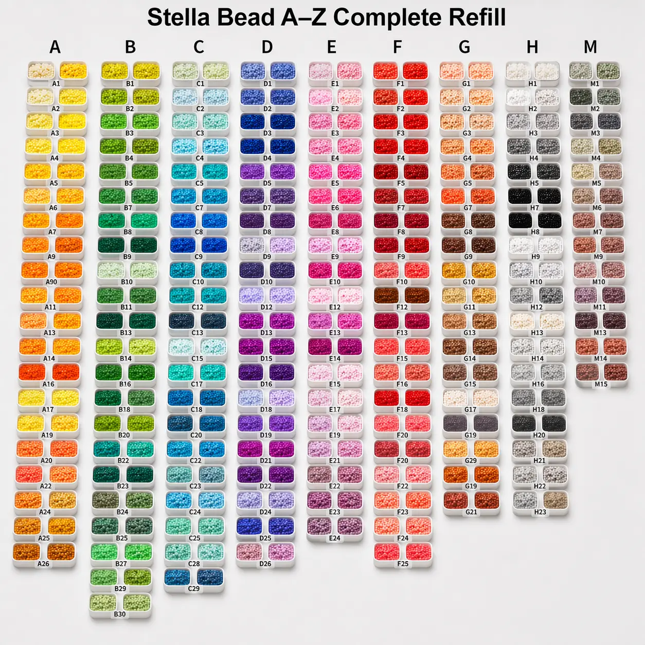 Stella A-Z Complete Bead Refill, 1200 Per Color, High-Quality Mixable Bulk Supply, Ideal for Crafters & DIY Jewelry Making Projects