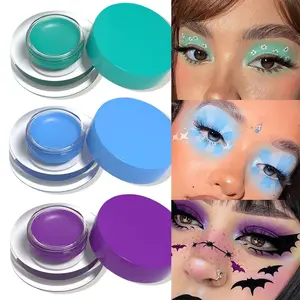 3Pcs Cyan green Blue Purple Gel Eyeliner Waterproof Smudge Proof Eyebrow Cream Pomade Set with Brushes Long Wear Last All Day, Work Great with Eyebrow Eyeliner Face Body Paint Stick