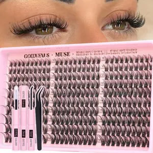 Goddvenus Muse Lash Clusters Kit Wispy Natural DIY Extension 10-16mm for Clean Makeup Daily Flawless Look Lightweight Beginner Friendly Eyelash Eyelashes