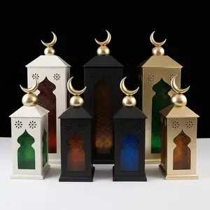 Set of 2 Metal and glass window lantern