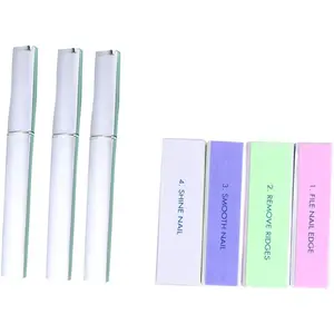 Glass Nail File and Buffer with Protective Hard Case Colorful Ombre Design Plastic Professional Manicure Buffer for Smooth Fingernails for Nail Care Random Color