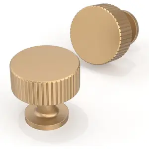10 Pack Champagne Bronze 28mm Single Hole Round Cabinet Knobs Pulls for Kitchen Cabinets Drawers
