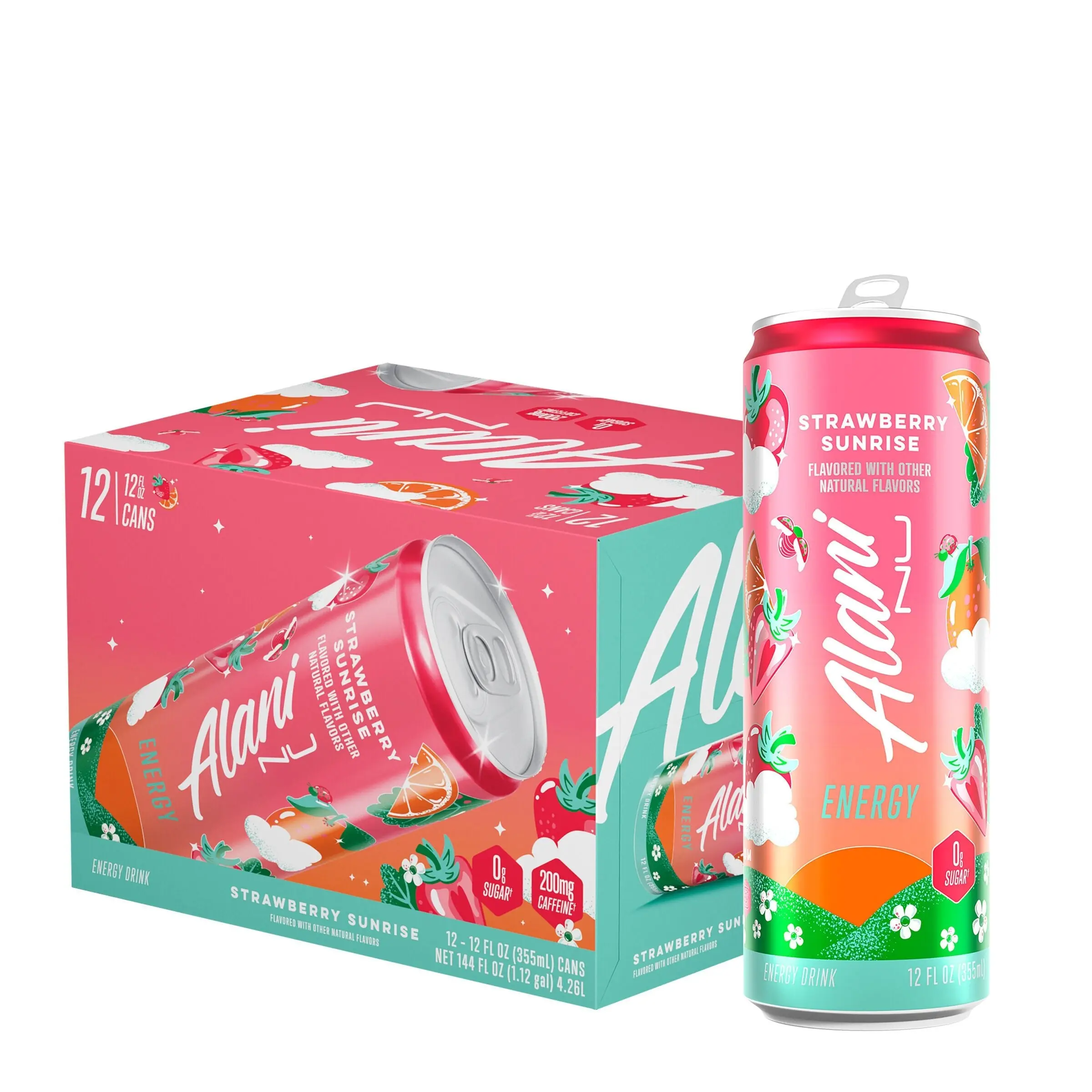 Alani Nu Energy Drink Strawberry Sunrise 12 oz (12 Pack)