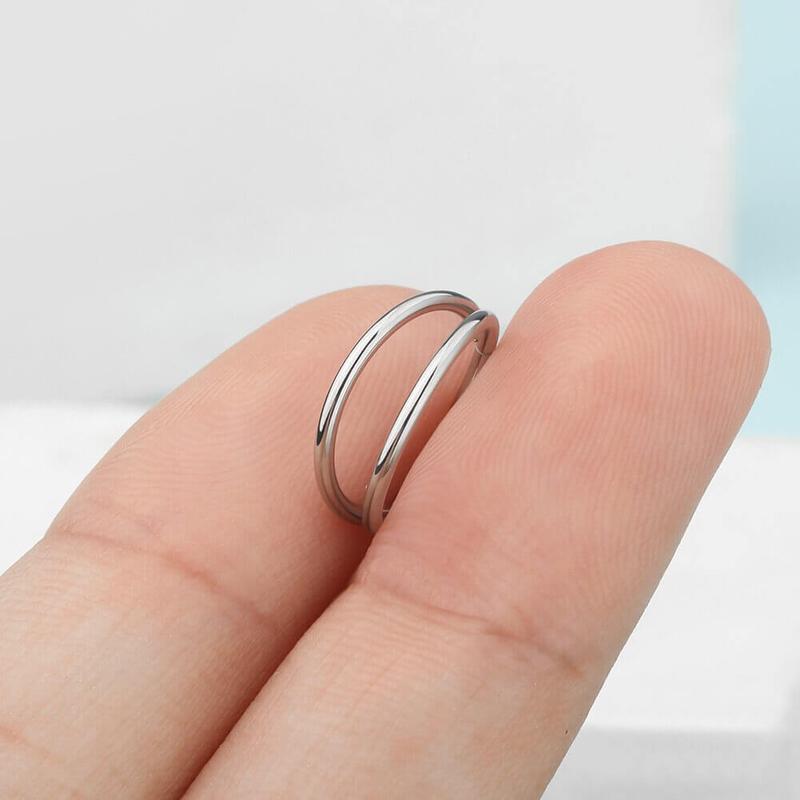 Oufer 20G/18G/16G Hinged Segment Double Rows Nose Nostril Piercing Hoop Ring Helix Conch Lobe Hoop Cartilage Hoop Ring 5mm 6mm 7mm 8mm 9mm 10mm 11mm 12mm 316L Stainless Steel