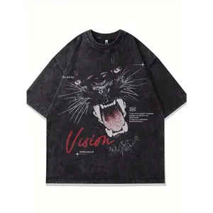 Men's Vintage Leopard Print Cotton T-Shirt - Comfortable loose fit design, round neck, machine washable - Suitable for all seasons