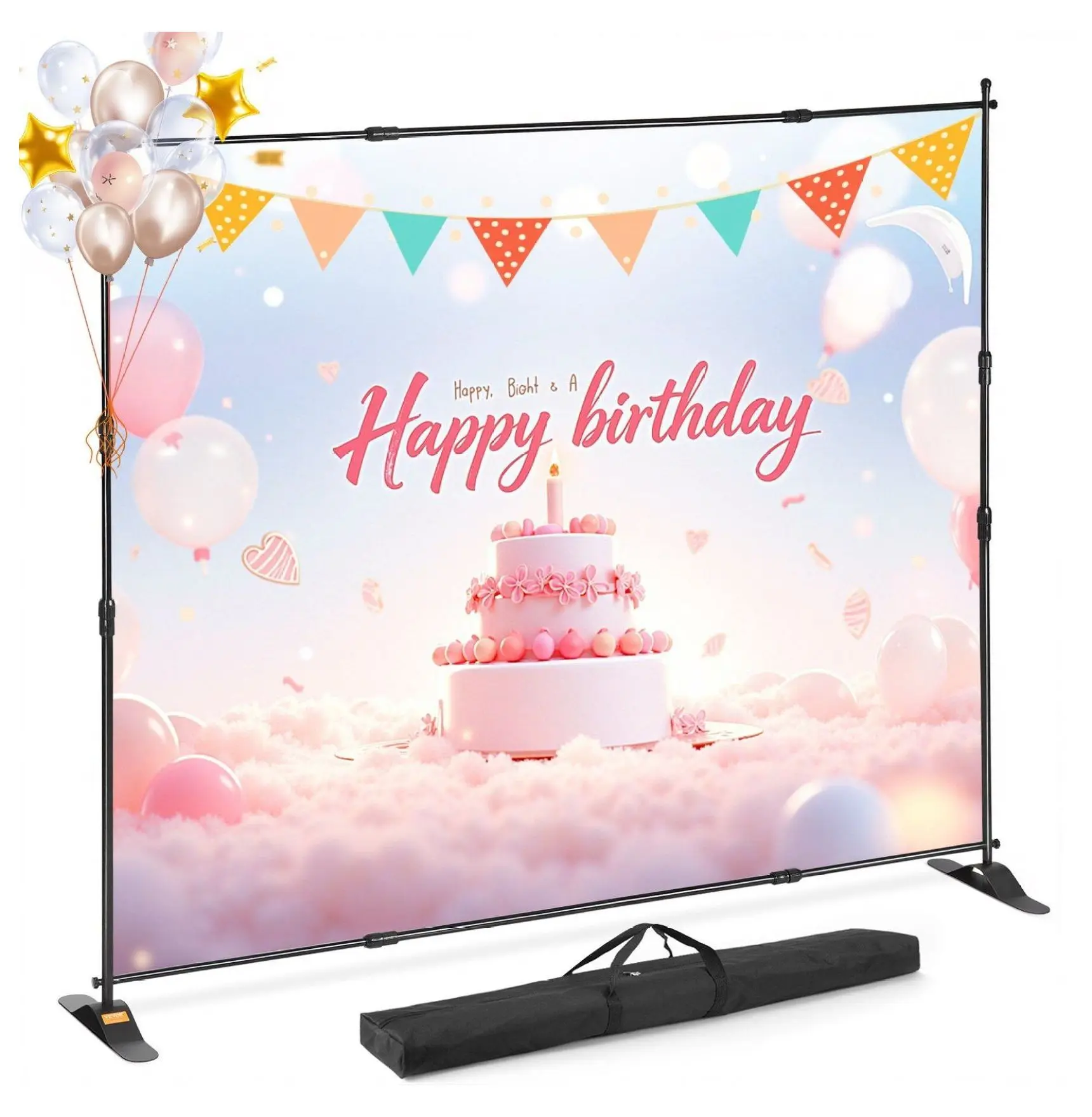 VEVOR 10x8 Backdrop Stand - Adjustable Height & Width Banner Stand for Trade Shows, Po Booth, Exhibitions, Step and Repeat Background 10 x 8 ft
