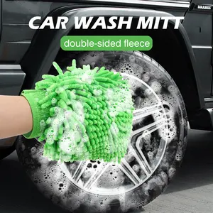 1 Count Premium Dual-Pile Microfiber Wash Mitt, Thick Plush Fiber Glove for Safe Car Cleaning