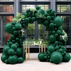 Dark Green Balloon Garland Arch Kit Double Stuffed Emerald Green Latex Balloon Different Sizes 18 12 5In For Birthday Baby Shower Anniversary Graduation Party Decoration