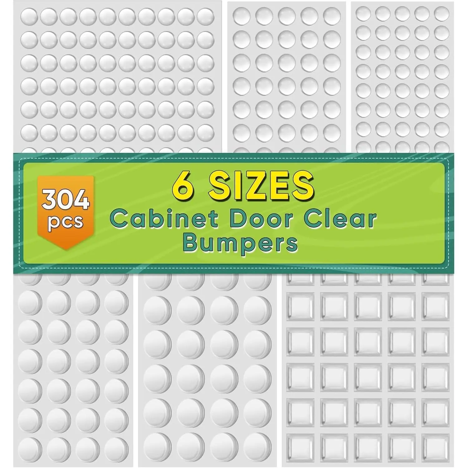 304 count Cabinet Door Bumpers Clear, Adhesive Rubber  , Sound Dampening Door Slam Stopper Non Slip Furniture Pads Wall Protector for  Board, Drawers, Glass Cabinet