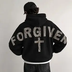 Camo Forgiven Arm to Arm Lettering Hoodie, Hunting Sweatshirt Faith Christmas Gift Religious Present Jesus Apparel Christian Text Zip Hoodie