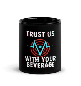Hazbin Hotel Mug-Trust Us with Your Beverage The Vees Vox, Velvette, Valentino RadioStatic 11oz