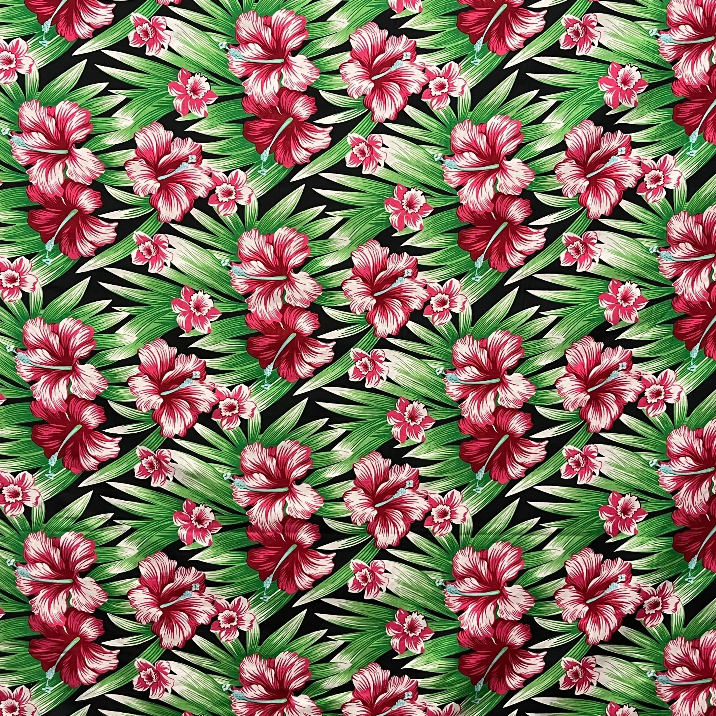 Multicolor Floral Hibiscus Polyester Fabric, Polyester Material Islands Fabric, 100% Polyester, 36 Inches (Yard Cut)