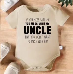 If You Mess With Me You Mess With My Uncle Baby Bodysuit, Funny Uncle Onesie, Protective Uncle Infant Romper, Newborn Family Gift, Cute Baby Clothes, Baby Shower Outfit, Uncle Gift Bodysuit