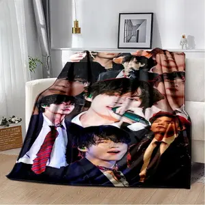 New Kpop Kim Tae Hyung V Min Yoon Gi,SUGA,Agust D Blanket,Soft Throw Blanket Suitable for beds and sofas can also be given as a gift jacquard sherpa vibrant cartoon character design 1-12h timer cool football huge crochet grim  reaper blind  box joyful sea