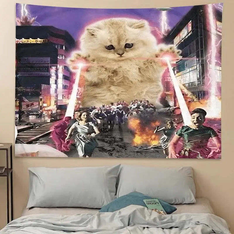 Giant Cat Tapestry - Durable Polyester Home Supplies Wall Hanging, Lightweight Indoor Room Decor for Bedroom, Living Room