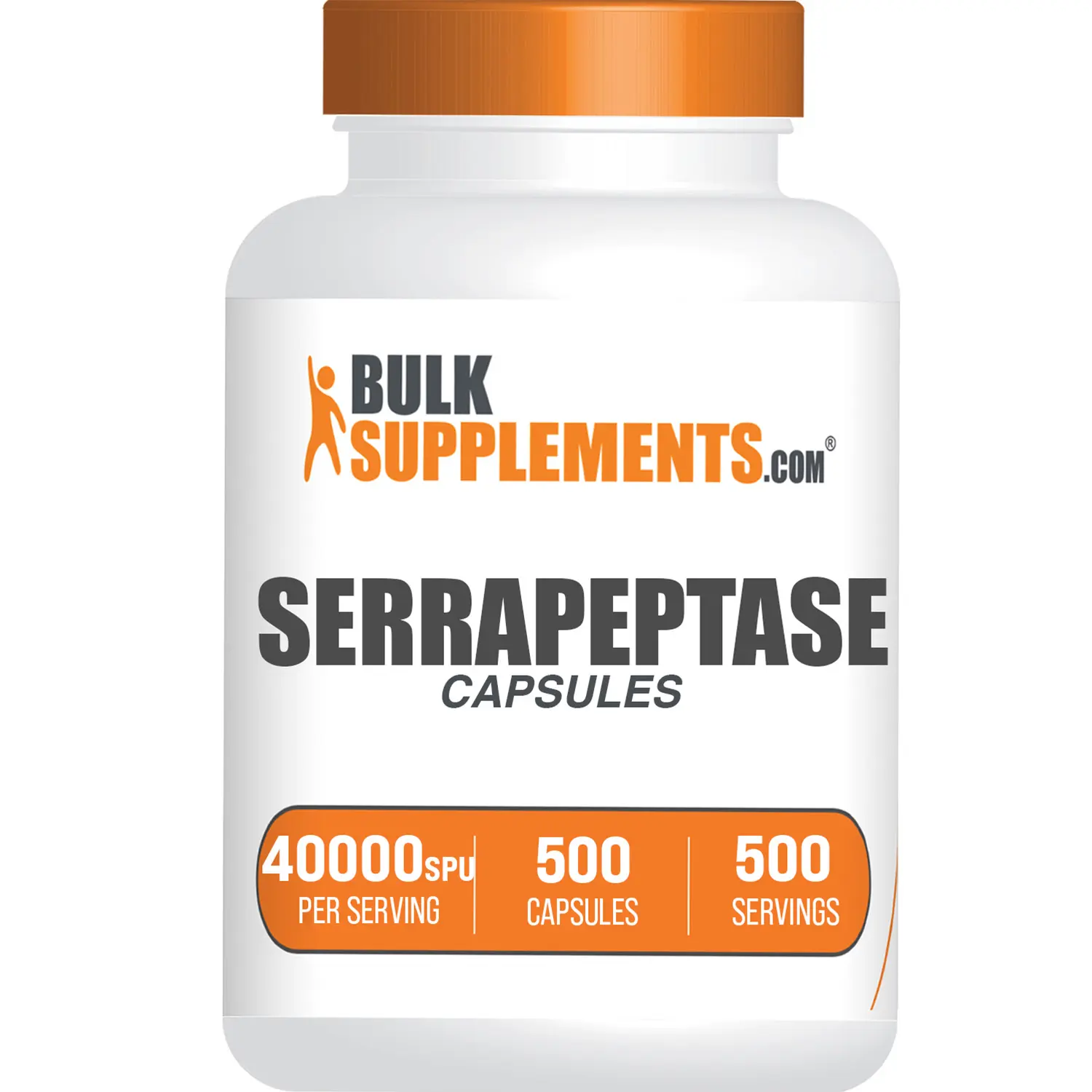 BulkSupplements.com - Natural Serrapeptase 40000 SPU Proteolytic Enzyme Dietary Supplement - Immunity Boost, Prop 65 Safe, Unflavored - 20mg per Serving, 500 Gelatin Capsules