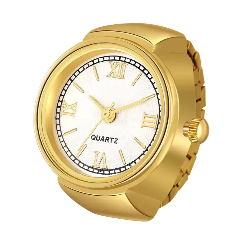 Ring Watch - Mini Quartz Finger Watch with Elastic Adjustable Band, Fashion Jewelry Watch for Women Girls, Cute Finger Accessory for Daily Wear, Party, Gift and Special Occasions