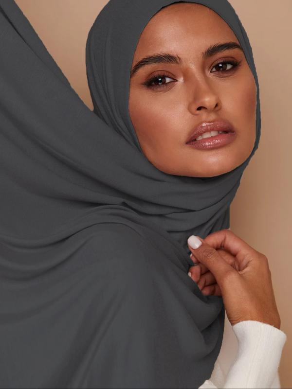 Women's Dopamine Fashion Color Palette Headscarf Turban Hijab, Soft Jersey Material, Elastic Design, Suitable for All Occasions, Plain Pattern