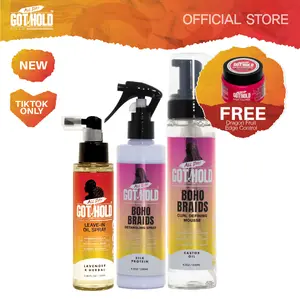 All Day Got Hold | Boho Braids Long Lasting Bundle | Curl Defining Spray, Detabgler Spray & Leave-In Oil Spray + Edge Control Free Gift l Hair Conditioner Gel