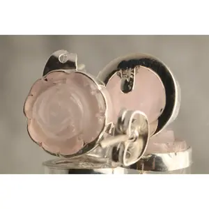 Blossom of Tranquility - Rose Quartz 950 Silver Earrings