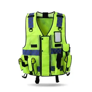 High Visibility Reflective Safety Vest with Multi Pockets Breathable Mesh Work Gear for Security Construction Traffic ANSI Compliant hard
