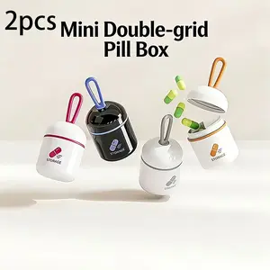 Portable Mini Dual Compartment Medicine Box, Perfect Sealed Protection, Durable Drug Storage Case, Rose and