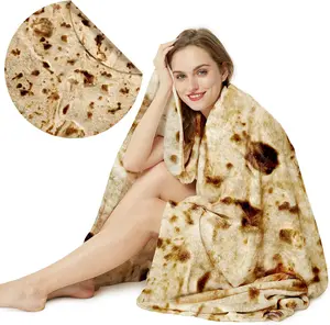 Burrito Tortilla Throw Blanket, 2.0 Double Sided Burritos Taco Tortilla Wrap Blankets for Adults , Giant Funny Realistic  Blankets, Soft Flannel Round Throw Blanket