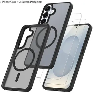 Phone Case - 3pcs [1 Phone Cover And 2 Transparent Screen Protectors] Magnetic Shockproof Protection Phone Cover Suitable for Samsung Galaxy S26 Ultra S26 Plus S26 Series, Slim See-Through Shock-Resistant Phone Cover