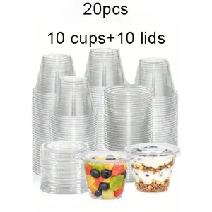Transparent Lid Cup, Jelly Cup, Plastic Dessert Cups, Suitable for Desserts, Cupcakes, Parfaits, Pudding, Cold Drinks, Snacks, Fruits, Ice Cream, Storage, Disposable Products, Clear Plastic Cups