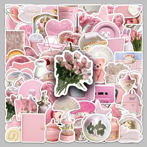 100pcs pink style sweet little fresh creative cartoon graffiti sticker car scooter helmet glass sticker Sticker Decals