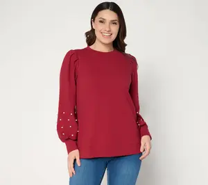Jingle Belles by Kim Gravel Uptown Pearls Blouson Sleeve Sweatshirt