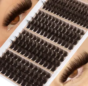 Brown Lash Extensions Gently Fluffy Eyelash Clusters Dark Brown Lash Clusters Clusters Salon Eyelash Extensions 130D 150D 180D 200D Volume Lashes Value Pack Pestañas Postizas Marrón (208Pcs, 10-16MM)