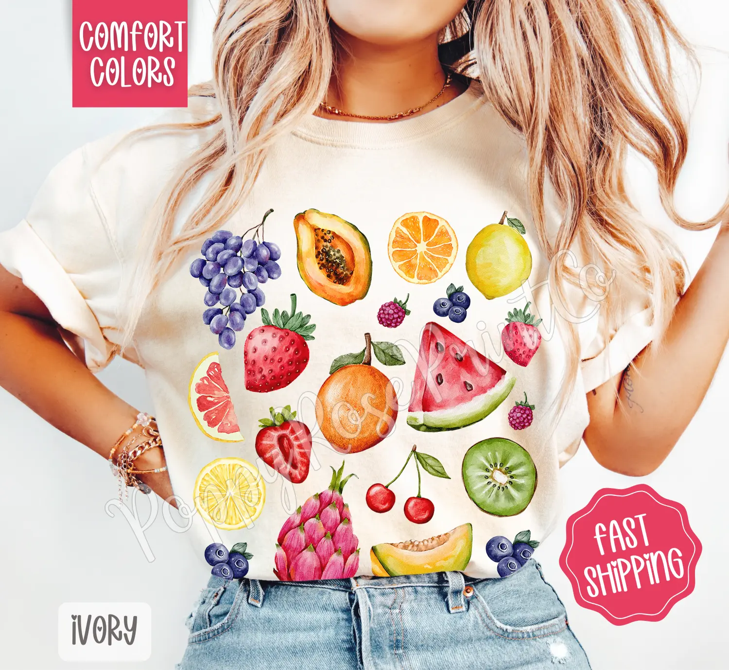 Summer Fruits Comfort Colors Tshirt, Cute Women's Shirt, Trendy Fruit Tee, Gift for Her