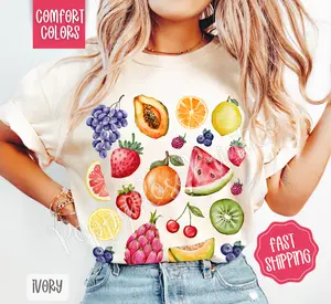 Summer Fruits Comfort Colors Tshirt, Cute Women's Shirt, Trendy Fruit Tee, Gift for Her