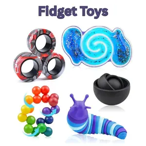 Christmas Gift  5-Pack Fidget Toys for Adults & Kids – Sensory Stress Relief Set with Fidget Spinner, Magnetic Rings, Slug Toy, Squishy – ADHD Anxiety Toys, Stocking Stuffers for Teens, Boys & Girls