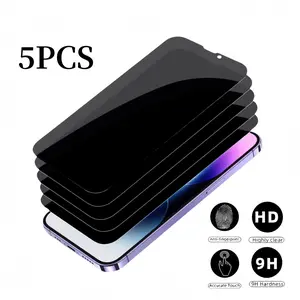 5PCS Privacy Screen Protector for iPhone 17 Air 16E 16 15 14 13 Pro Max Plus Anti Spy Tempered Glass Film 9H Hardness Ultra Thin Oil Repellent Coating Anti Peeping Case Friendly