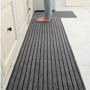 Solid Color Non-slip Door Mat, 1 Count Water Absorbing Striped Door Mat, Washable Rug for Entryway Living Room Bedroom, Home Decor