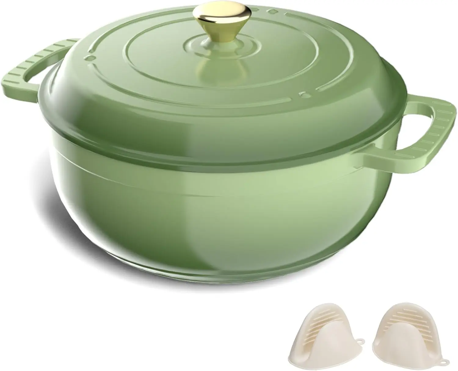 ROVSUN Enameled Cast Iron Round Dutch Oven, 5/6/7.5QT Pot with Lid &Dual Handles with Silicone Gloves,Oven Safe up to 500°F, Heavy-Duty Pre-Seasoned Cookware for Bread Baking, Braising, Stews, Roasting,TikTokShopBlackFriday