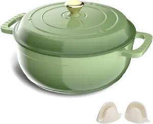 ROVSUN Enameled Cast Iron Round Dutch Oven, 5/6/7.5QT Pot with Lid &Dual Handles with Silicone Gloves,Oven Safe up to 500°F, Heavy-Duty Pre-Seasoned Cookware for Bread Baking, Braising, Stews, Roasting,TikTokShopBlackFriday